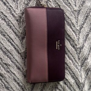 kate spade Two-Tone Rose and Plum Zip Around Wallet